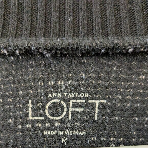 LOFT Black & White Sweater Trim Knit Women’s Small Short Sleeve Tweed Fall - Picture 8 of 9